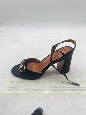 Black Strappy Block Heels Ankle Strap Open Toe Sandals Slingback  Shoes